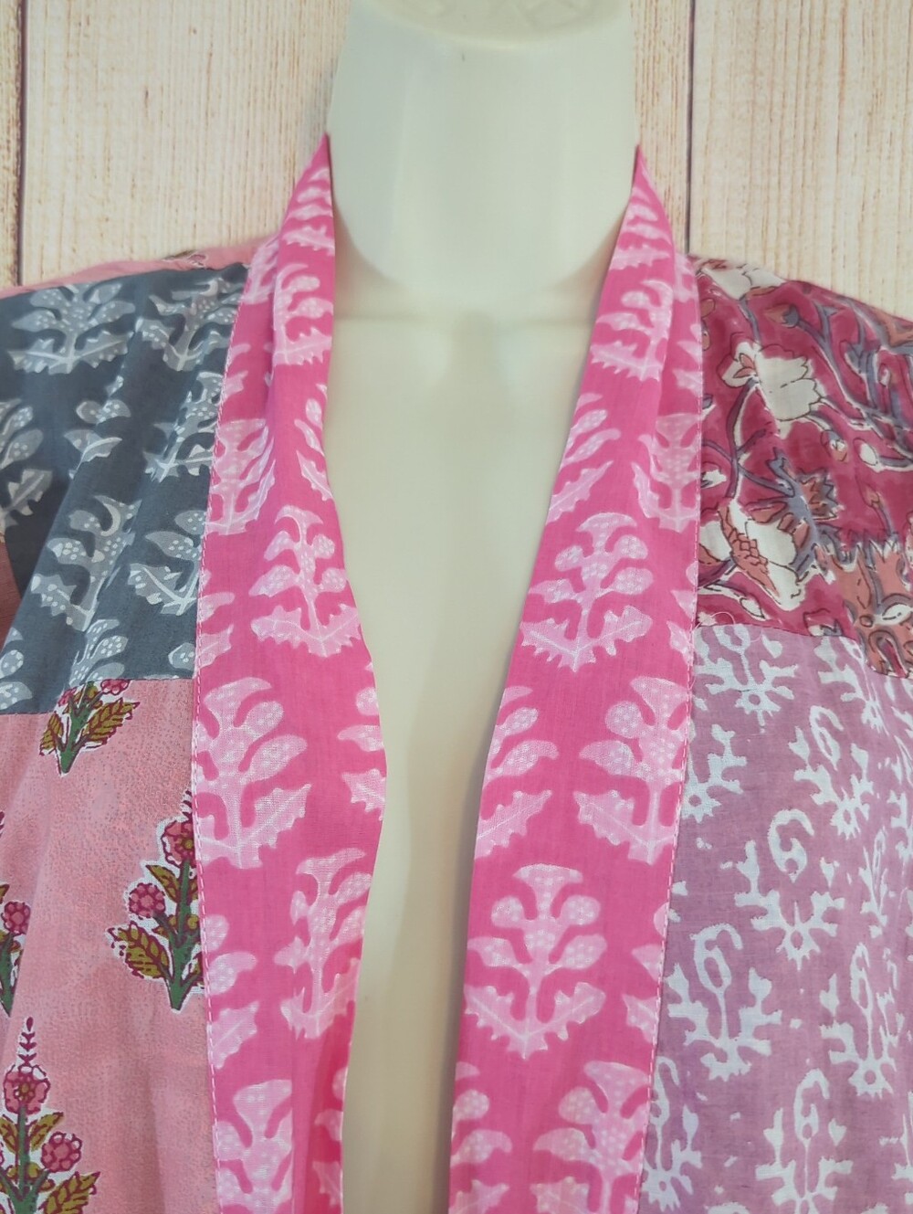 Patchwork Multicolored Granny Kimo/ Jacket/ Robe Boho - Picture 6 of 12